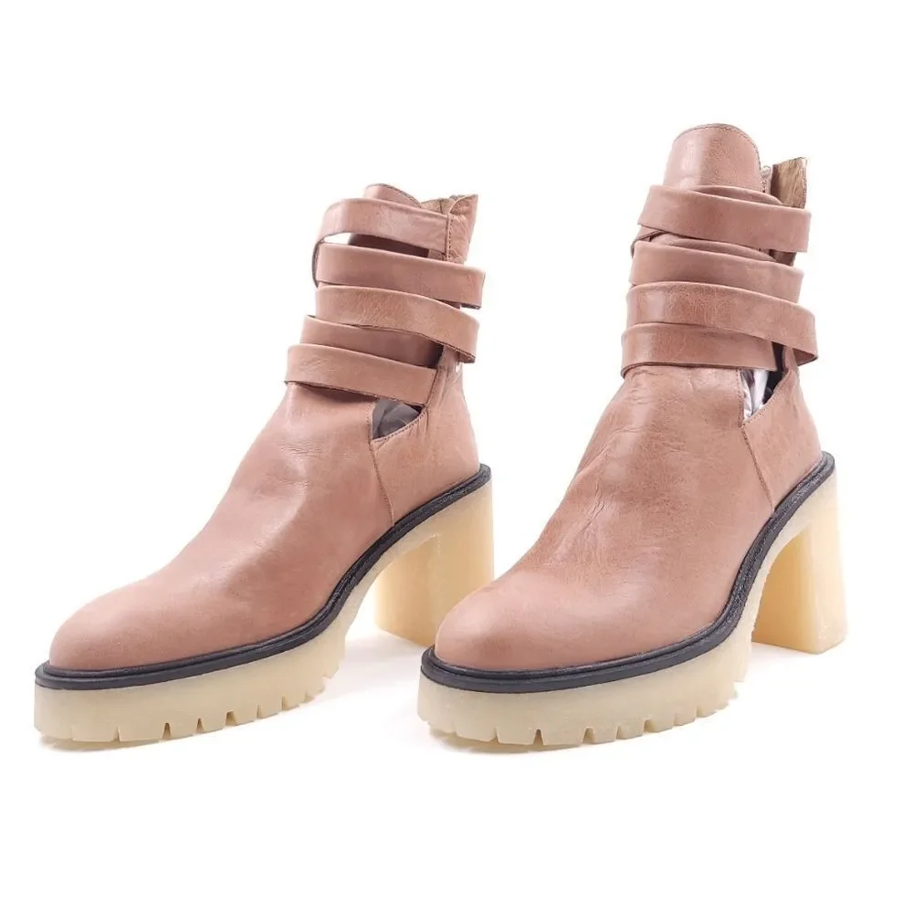 Free People Jesse Cutout Platform Boot Womens Size 38 English Tan
